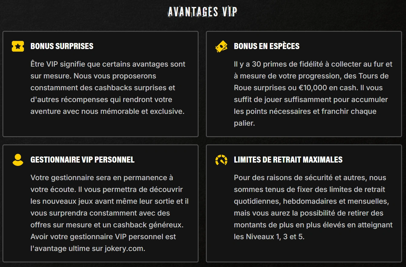 Le Statut VIP chez Jokery.com : L'Excellence Récompensée
